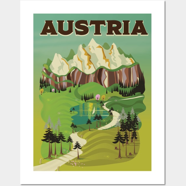 Austrian vintage travel poster Wall Art by nickemporium1